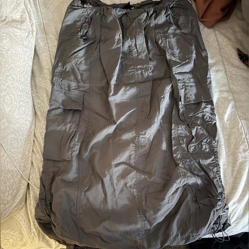 Gray Cargo Maxi Skirt with Pockets